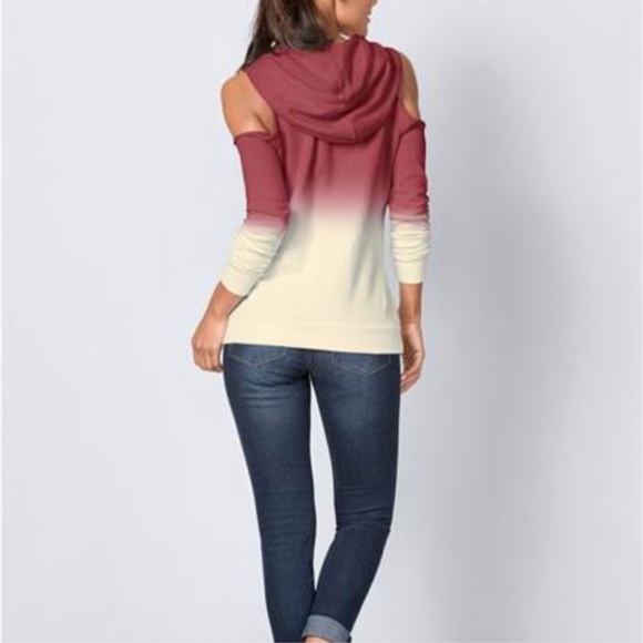VENUS Red and Cream Off-the-Shoulder Sweater with Gradient Elegance - Picture 1 of 16